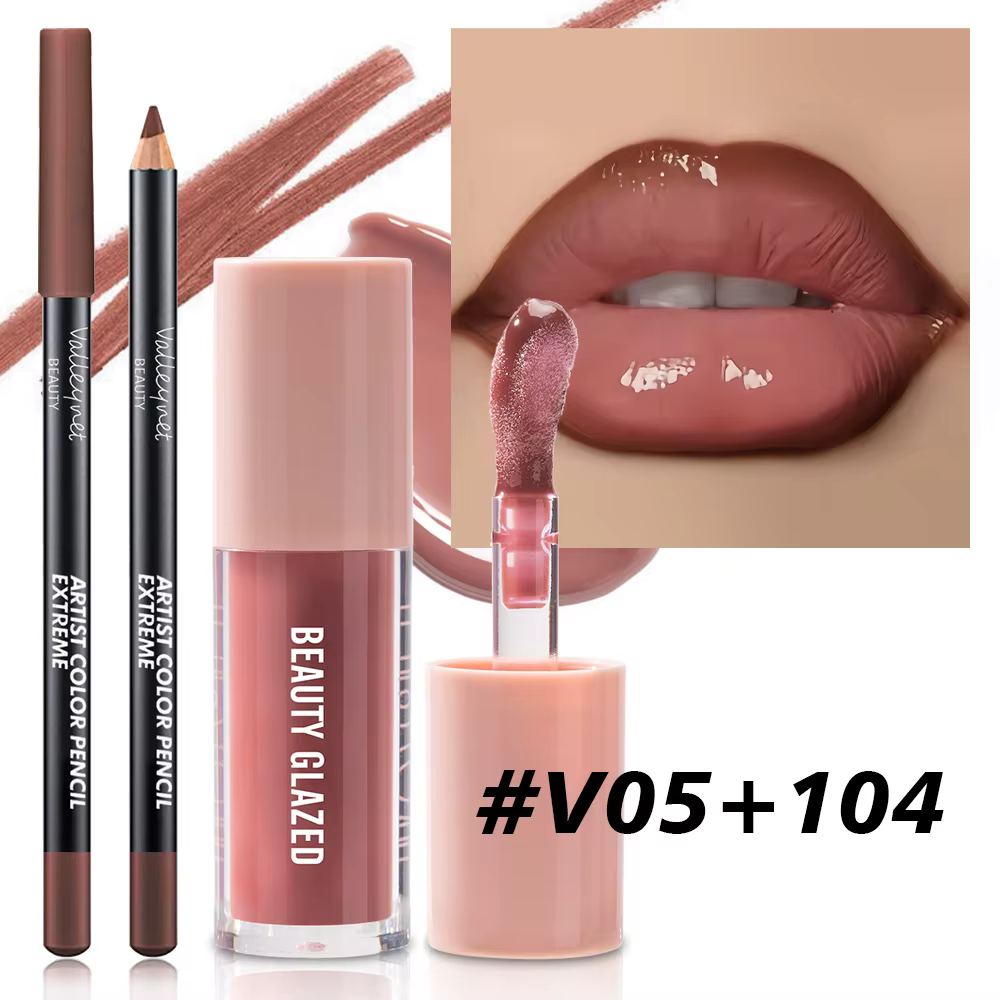Maquillage pour les lèvres Texture velours 2 pièces/ensemble, effet mat, couleurs rouge, marron, cré