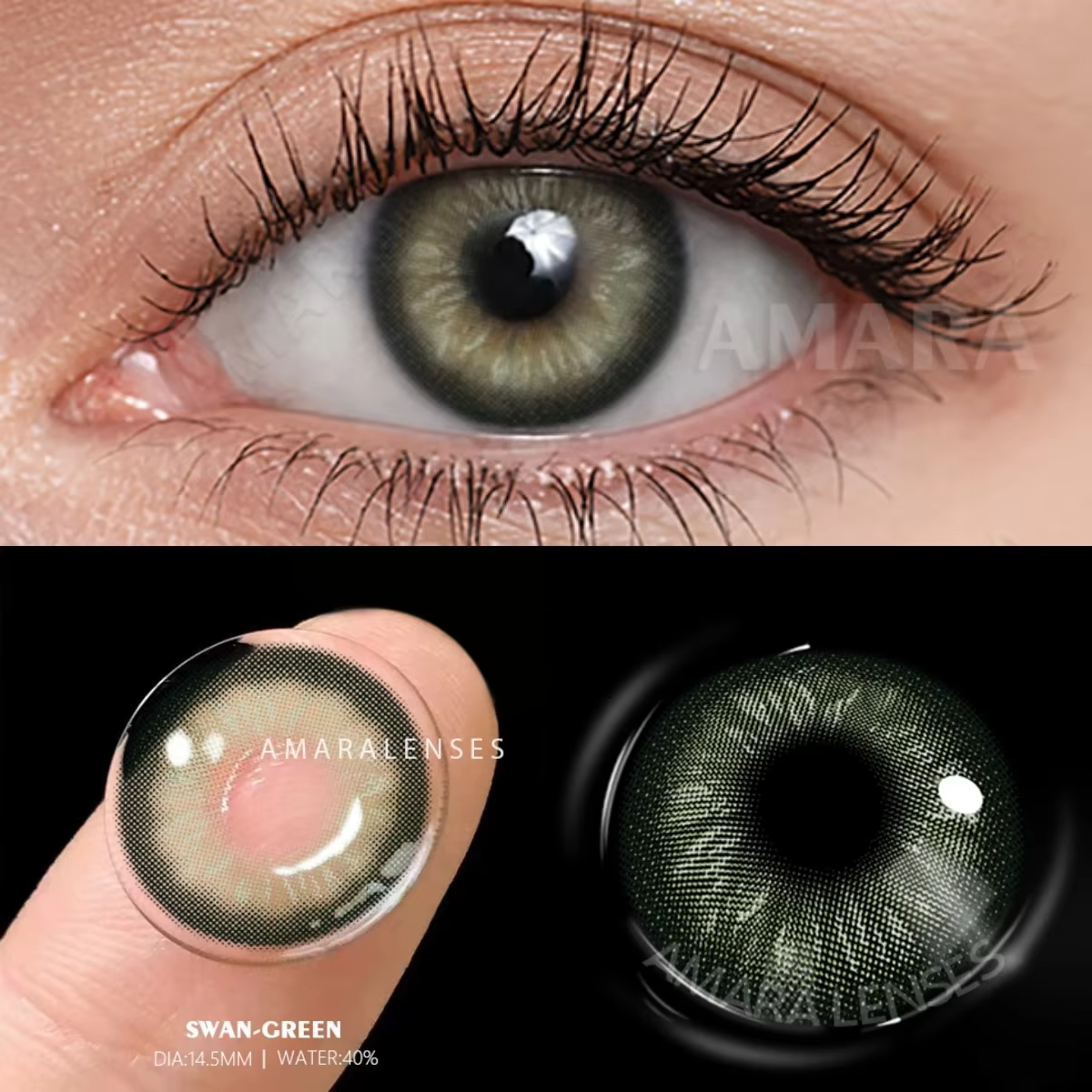 AMARA lentilles de contact de couleur verte naturelle pour les yeux lentilles de couleur douce lenti