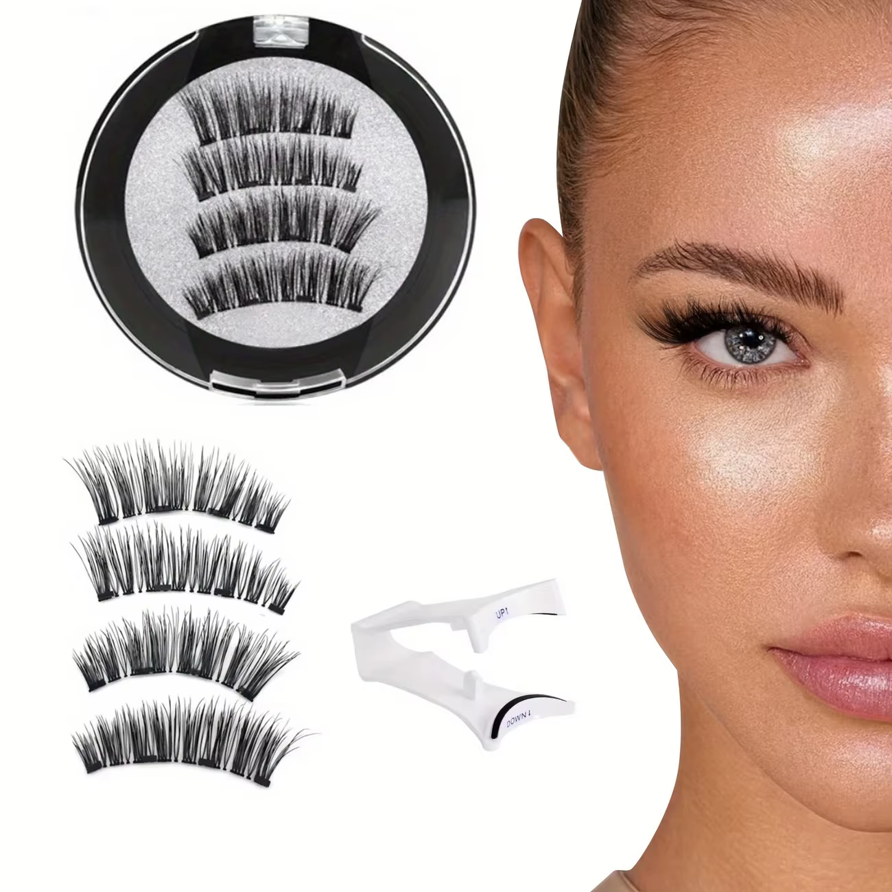 Ensemble de cils magnétiques faciles à porter – Faux cils réutilisables et imperméables, aucune coll