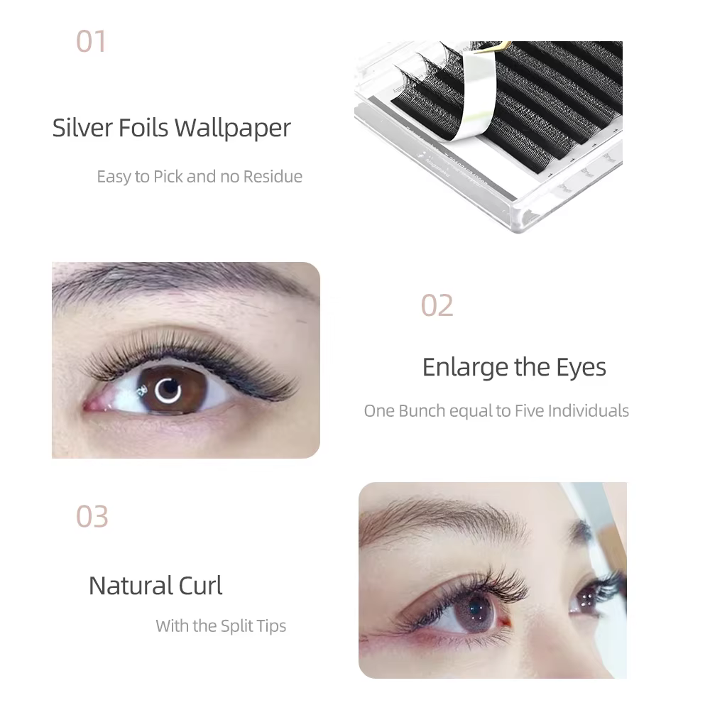 NAGARAKU Livraison Locale UE 5 Boîtes Extensions de Cils Pré-faits en Éventail Forme W Bloom 3D 4D 5