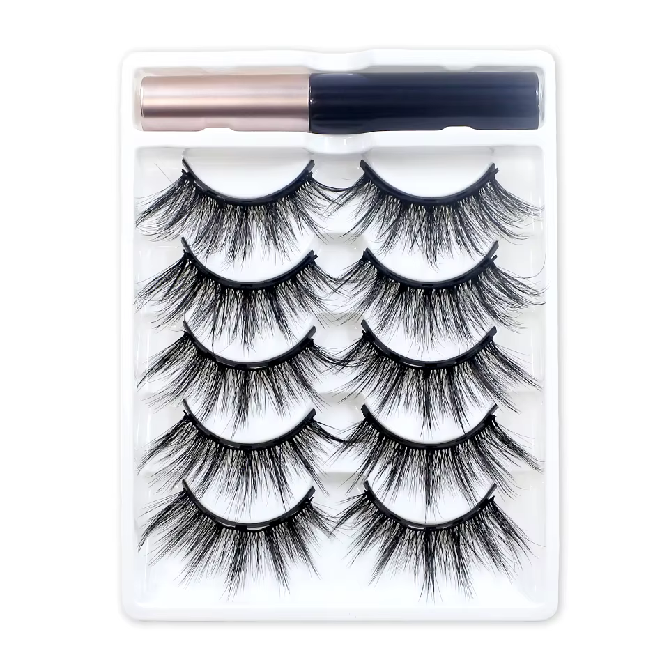 REDSIREN 5 paires de cils magnétiques avec Eyeliner cils naturels épais réutilisables nouveau faux c