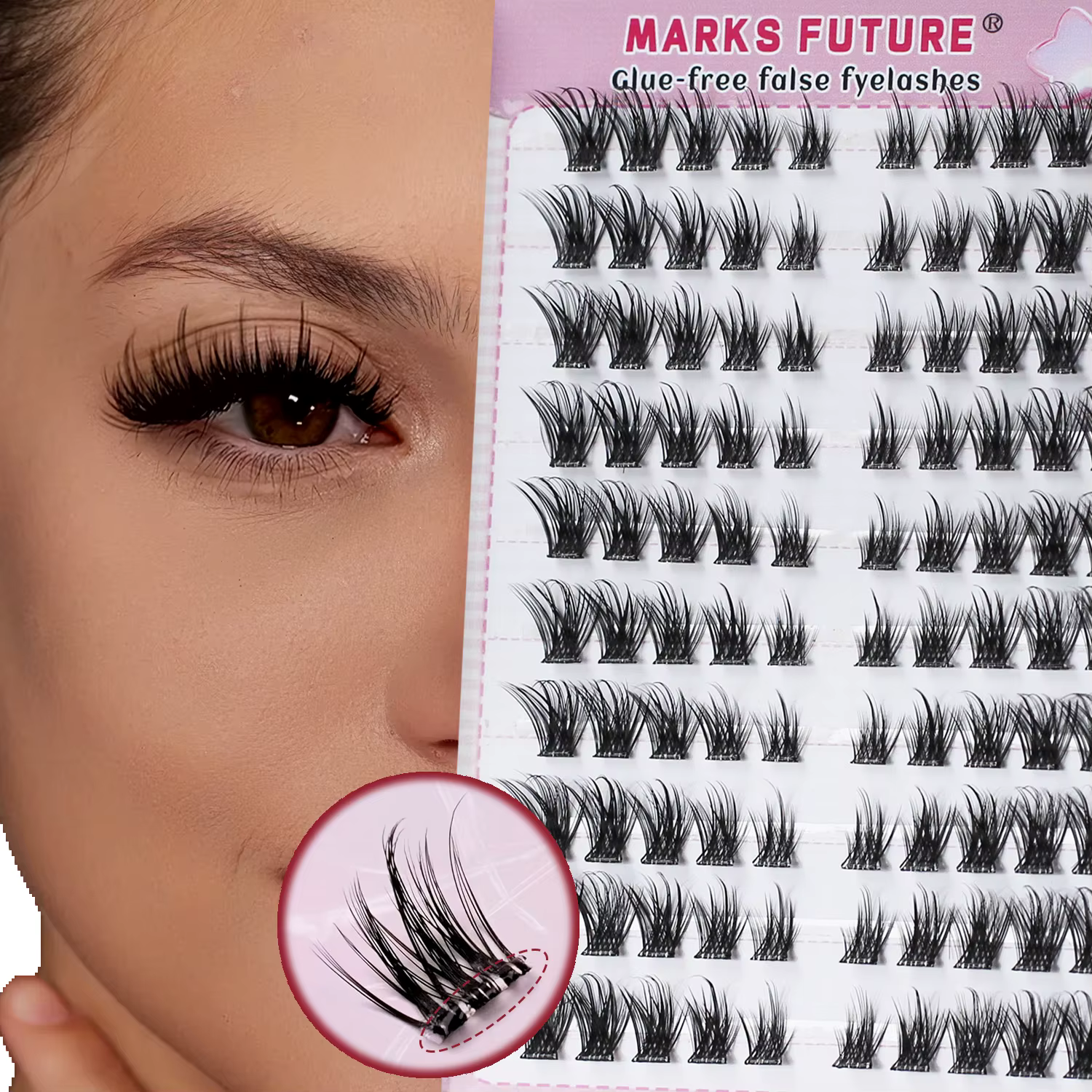 Faux cils autocollants, lot de 100, longueurs mixtes 8-16 mm, style œil de chat et œil de renard, co