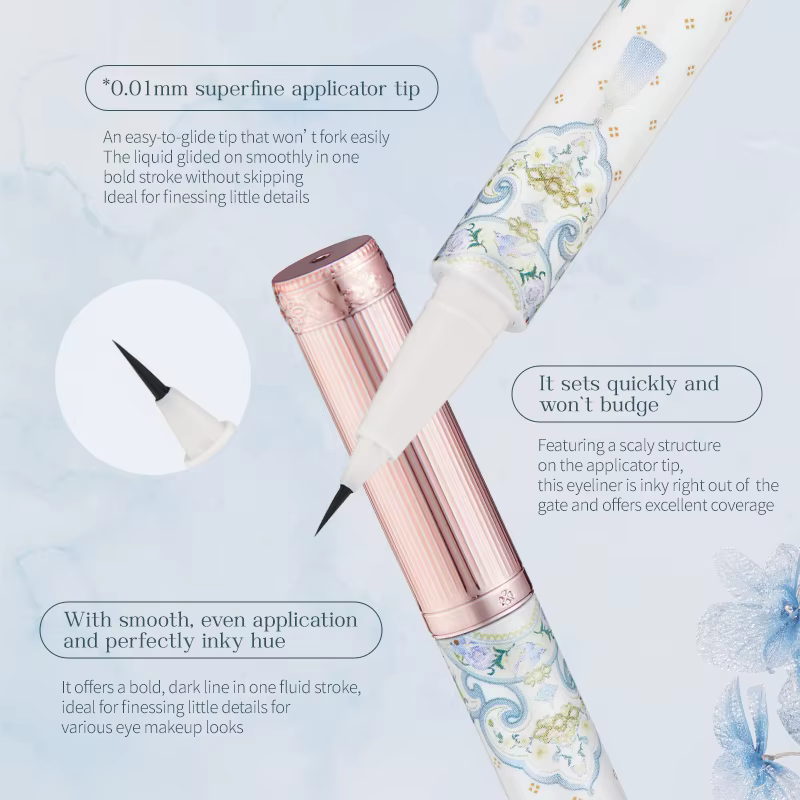 Flower Knows Butterfly Cloud Collar Collection Eyeliner Liquide, Noir, Marron, Lisse, Pas facile à t