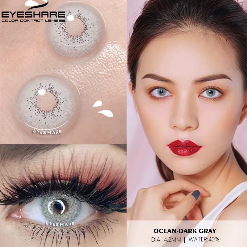 EYESHARE lentilles de couleur naturelle pour les yeux, lentilles de Contact de couleur bleue grise,