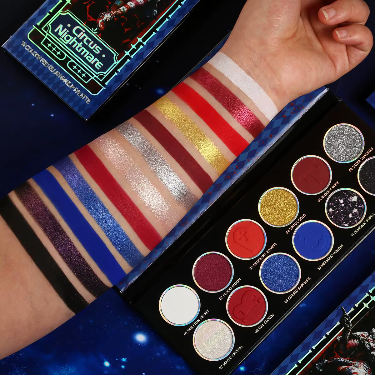 Palette de fards à paupières DE'LANCI 12 couleurs, haute pigmentation, effet scintillant, métallique
