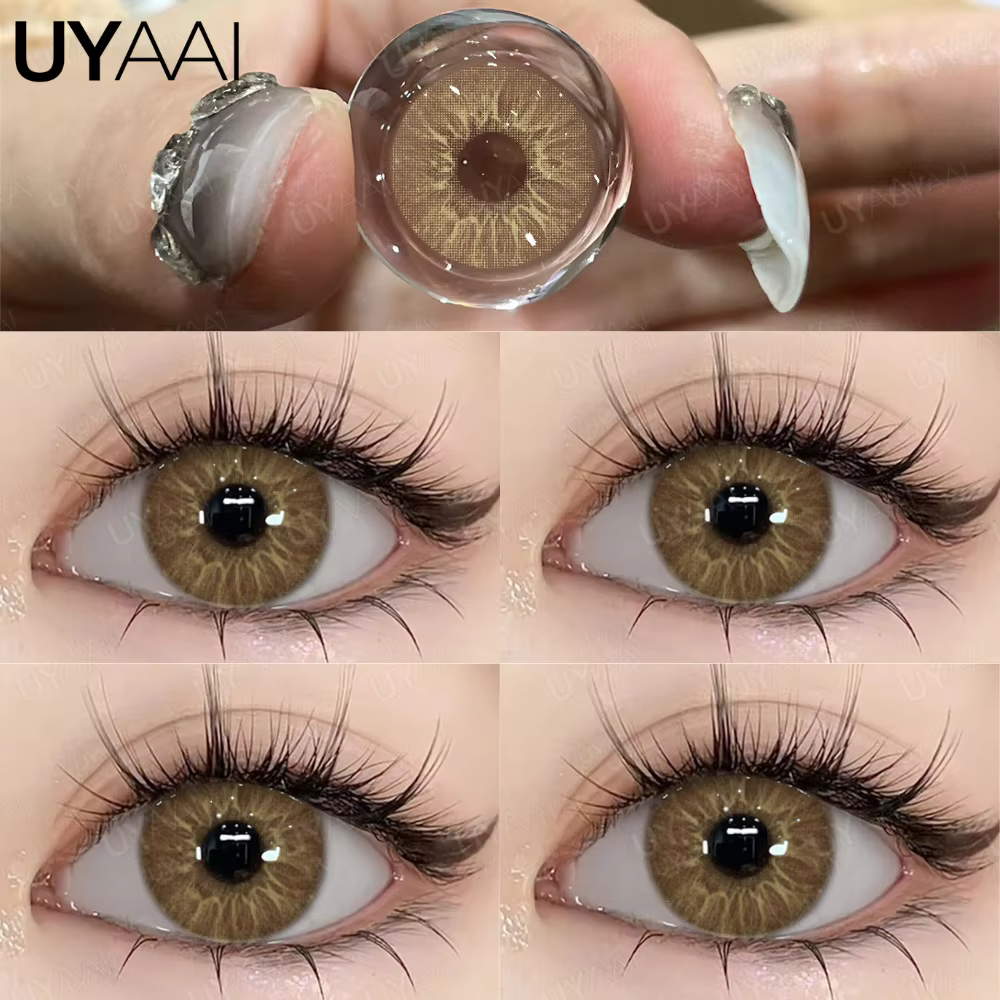 Lentilles de contact UYAAI couleur marron pour les yeux, lentilles iris bleues, lentilles de beauté