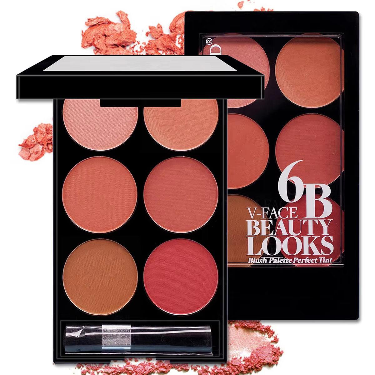 Palette tout-en-un de fard à joues et de contour de 6 couleurs, palette de maquillage en poudre mate