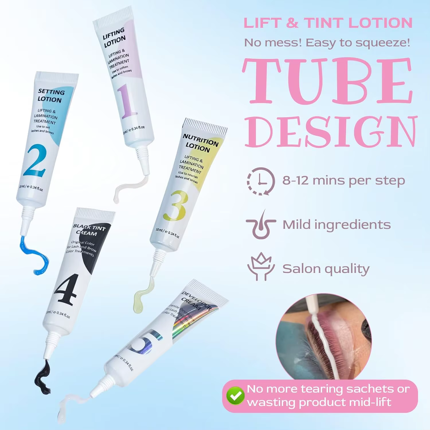 Kit Lomansa Lash Lift et Coloration Noir Intense pour Cils – Tenue Forte 4 Semaines, Courbure Nature