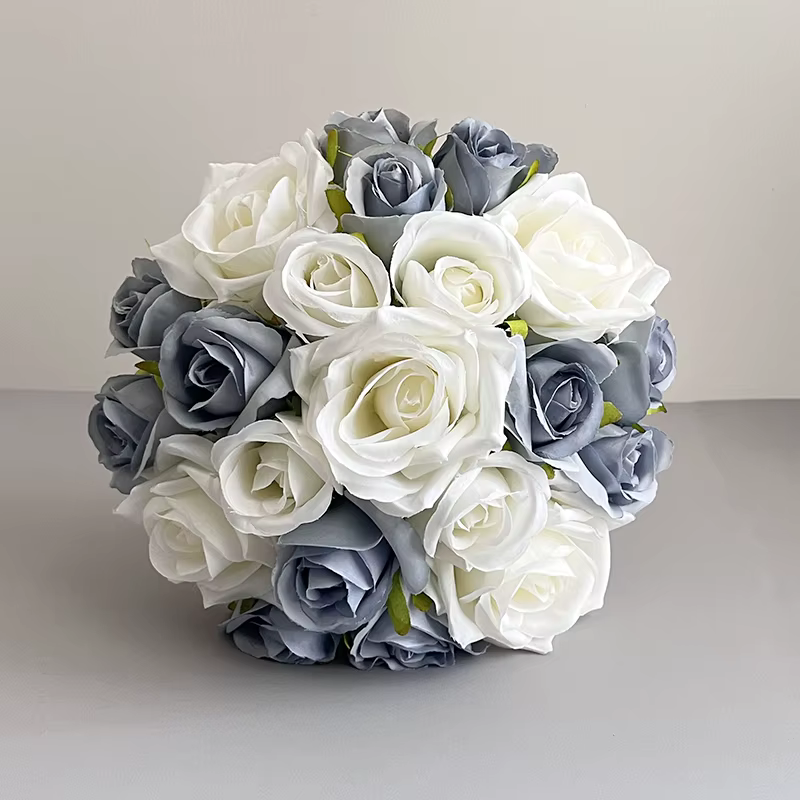 Bouquet de mariée bleu poussiéreux, accessoires de mariage, bouquets de demoiselles d'honneur, fauss