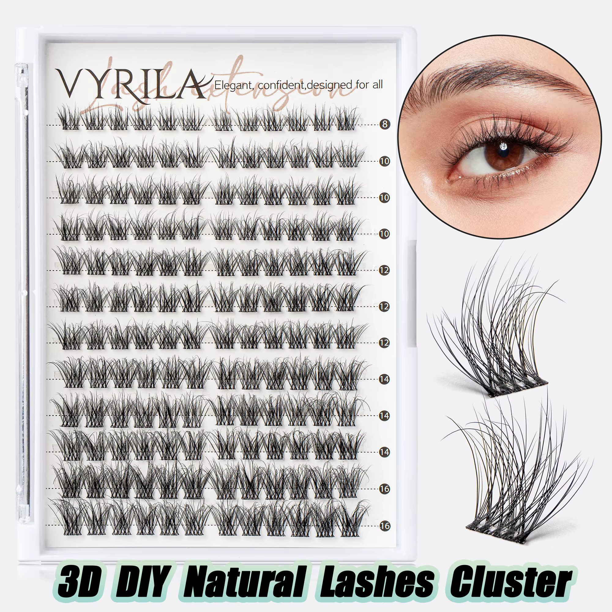 Cils individuels Cluster C Curl Mix Clusters de cils 3D vaporeux bricolage Extension de cils 0.1mm b