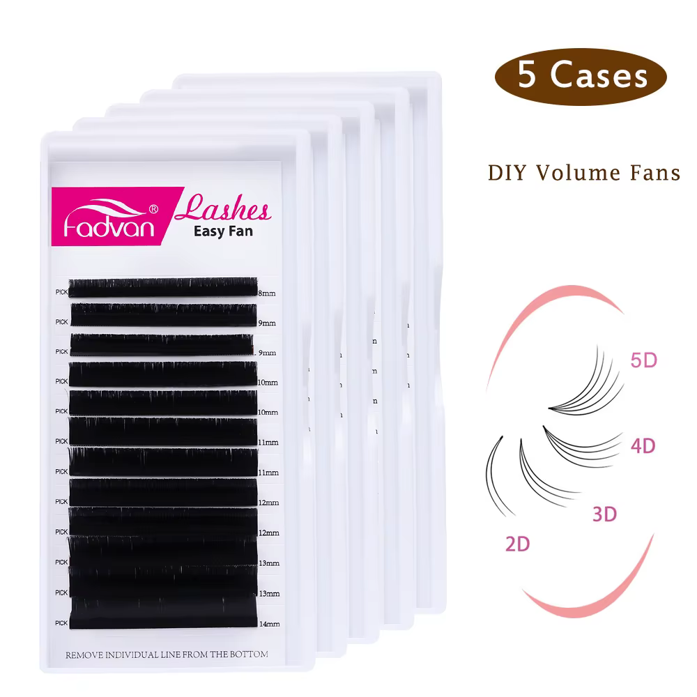 5 étuis/Lot facile ventilateur cils floraison Faux vison cils Fadvan Auto-ventilateur Extension de c