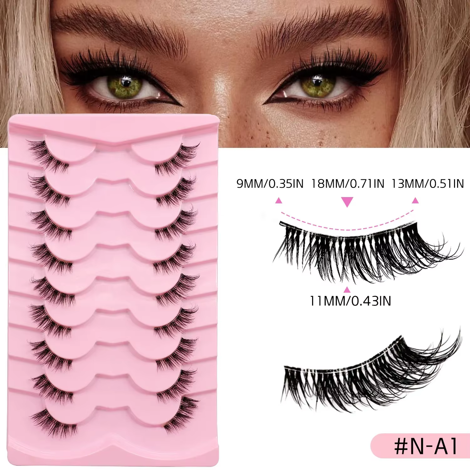 Veltrinay – demi-cils naturels pour chat, doux et vaporeux, avec bande Invisible transparente, faux