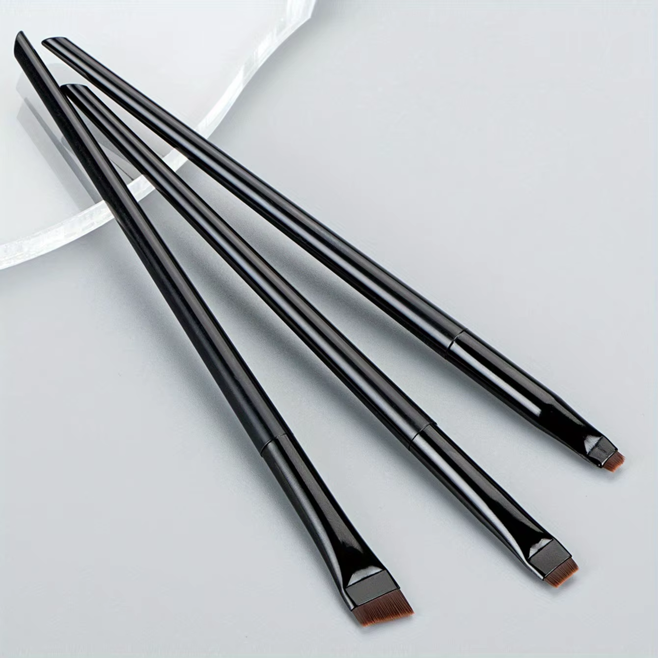 Ensemble de 3 pinceaux de maquillage, pinceau à eyeliner fin à tête oblique, pinceau à sourcils, pin