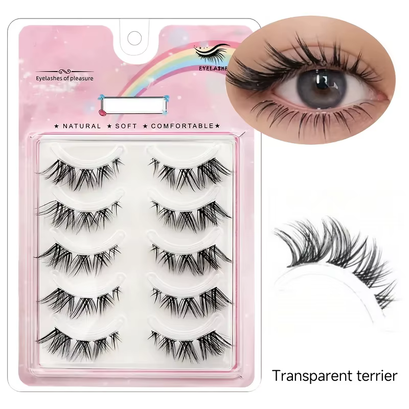 5 paires de faux cils naturels, longs et fluides, style œil de renard, adaptés aux looks quotidiens 
