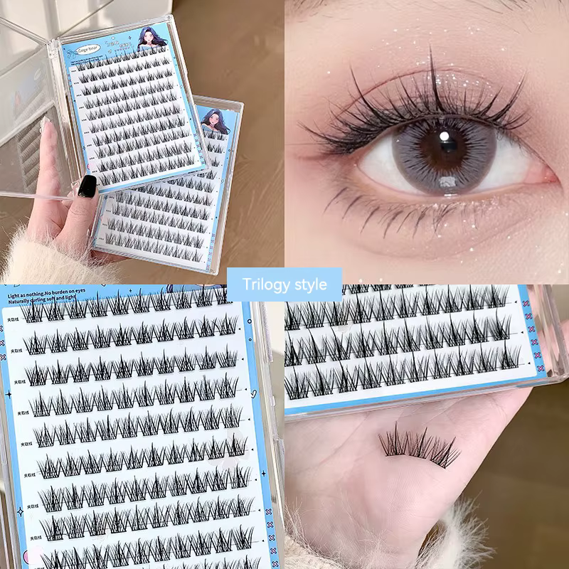 Faux cils en grappes sans colle - Auto-adhésifs, plusieurs styles, faciles à appliquer, portables po