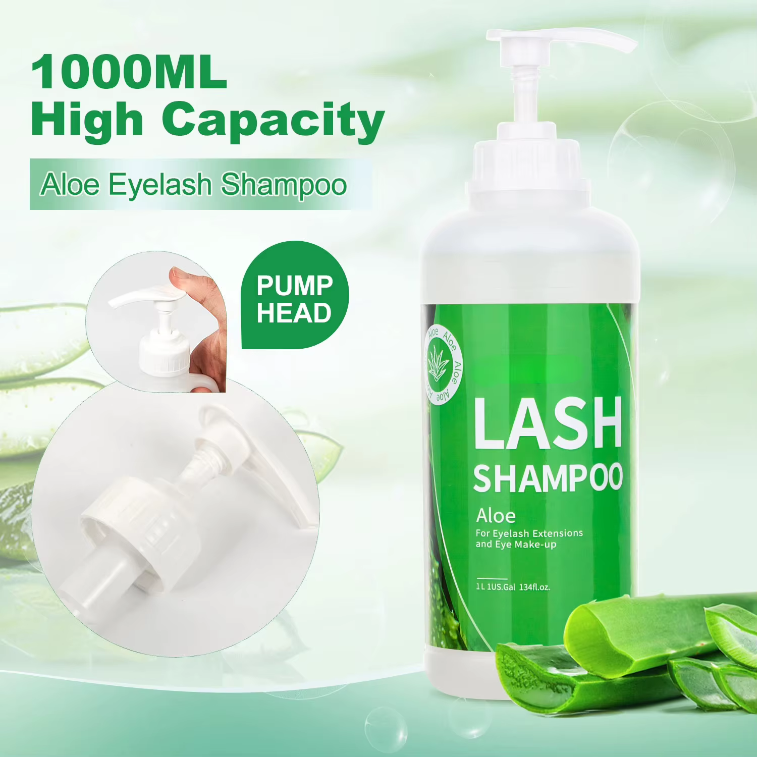 Mousse nettoyante pour cils 1L, shampoing sans pompe d'irritation, Kit de levage et de croissance de
