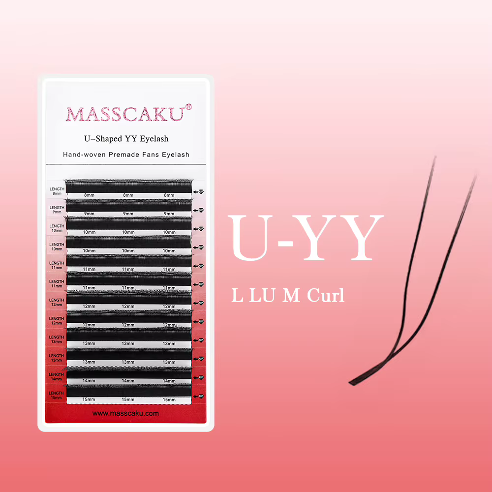 MASSCAKU – Extensions de cils en forme de U, boucles L/LU/M 3D-5D U, doux, noir mat, aspect naturel,