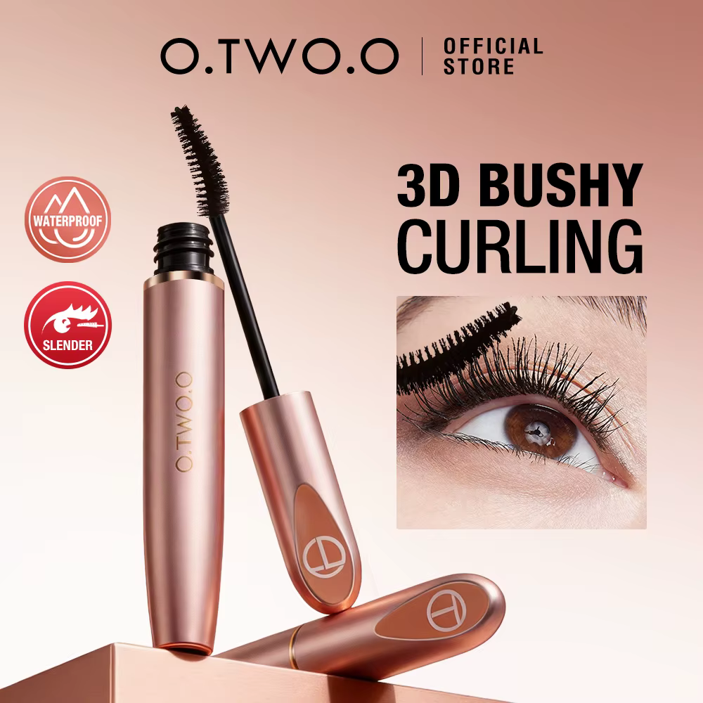 O.TWO.O Mascara Noir 3D Fibres de Soie Imperméable Longue Tenue Extension Volume Allongement Courbur