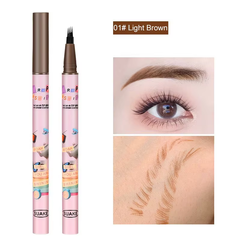 4 couleurs stylo à sourcils étanche 4 fourchettes pointe crayon de tatouage à sourcils cosmétique lo