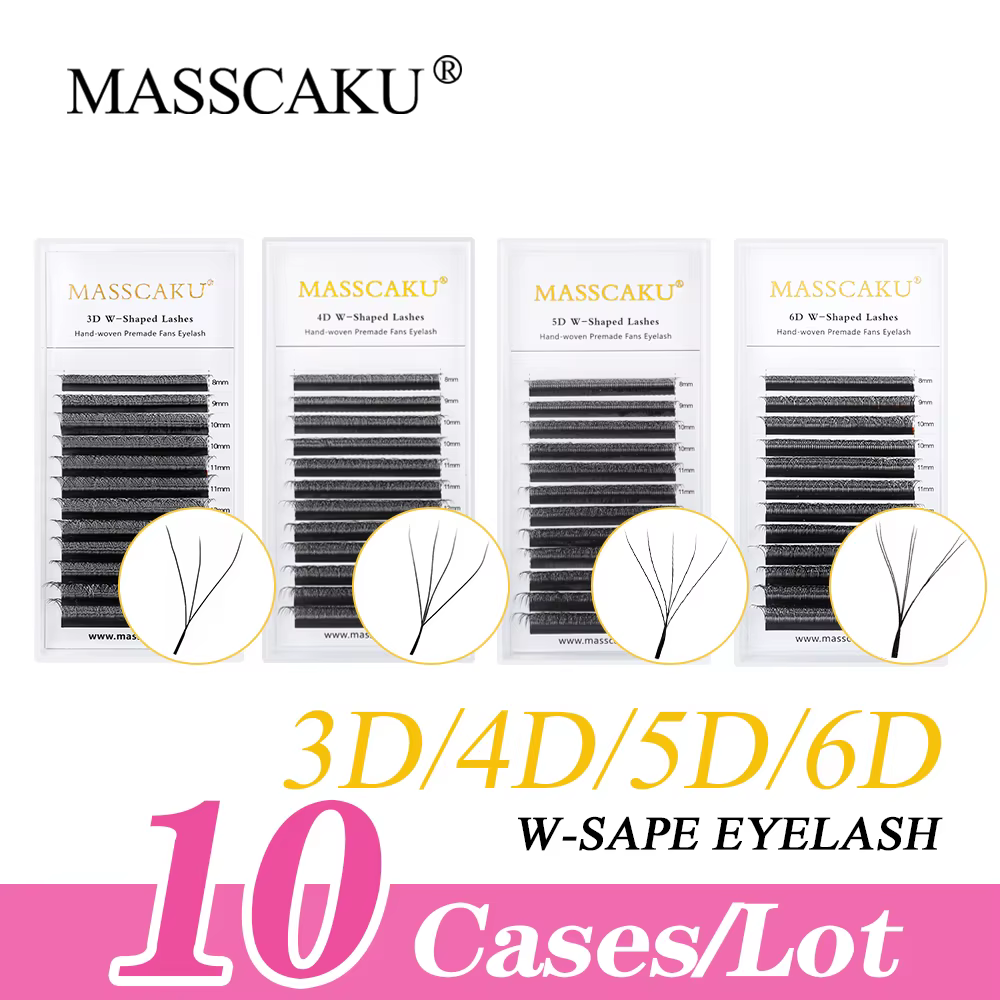 MASSCAKU 10 étuis floraison automatique forme W Bloom 6D8D Extensions de cils Premium Super conforta