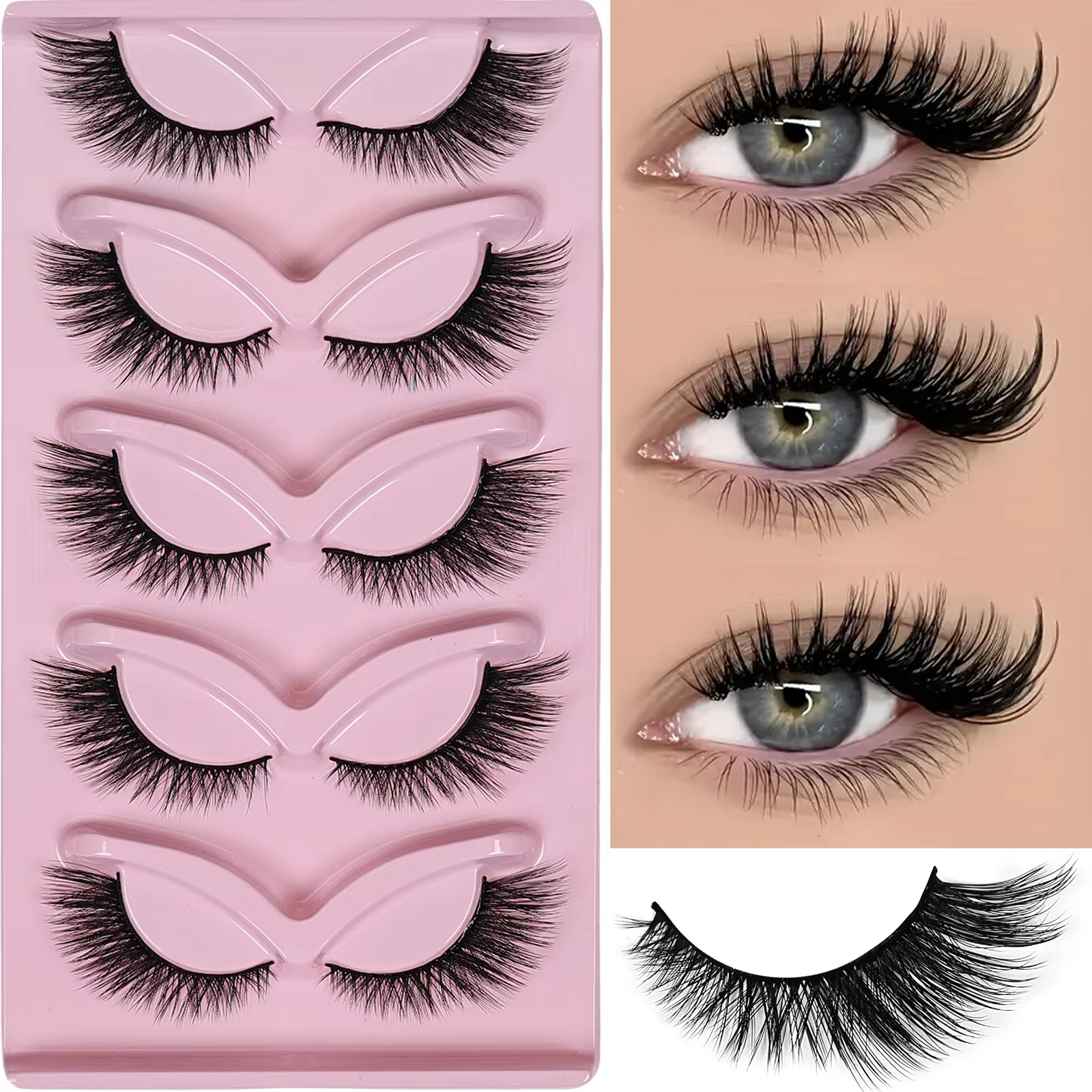 5 paires de cils oeil de chat faux cils vaporeux Extensions de cils oeil de chat moelleux faux cils