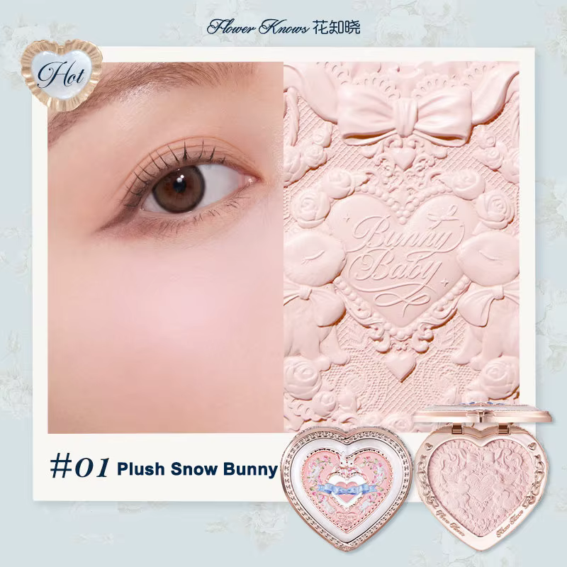 Flower Knows Bunny Garden Blush Poudré Gaufré Fini Mat Doux Longue Tenue Éclat Naturel Waterproof Mo