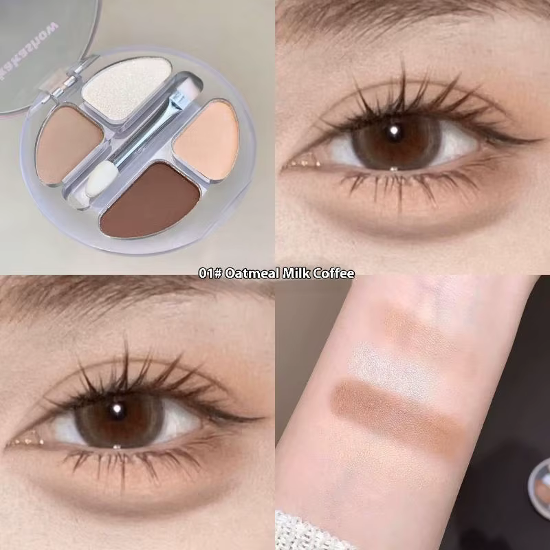 Palette de fards à paupières 4 couleurs, Blush, Eyeliner, fard à paupières, ver à soie, reflets, Con