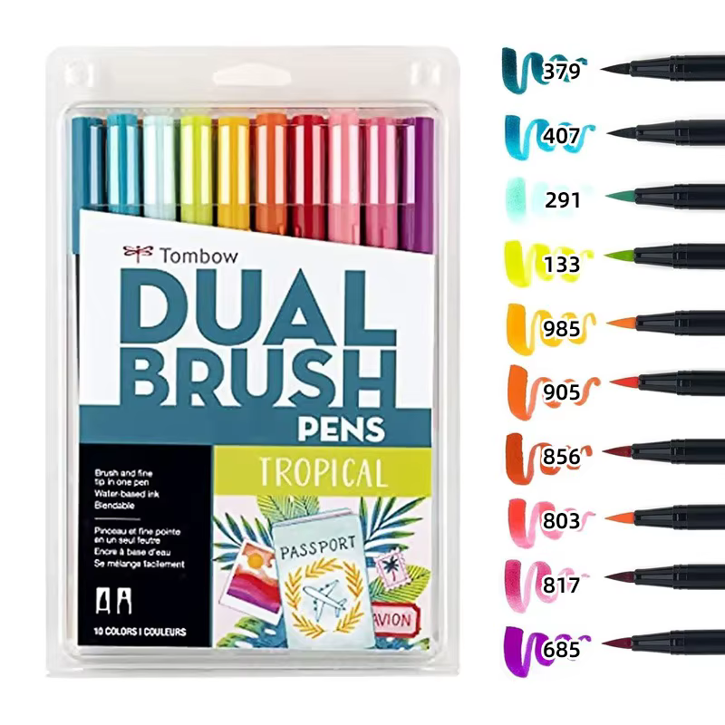 Tombow-Ensemble de marqueurs d'interconnexion, stylo brosse pour touristes à pointe souple en nylon