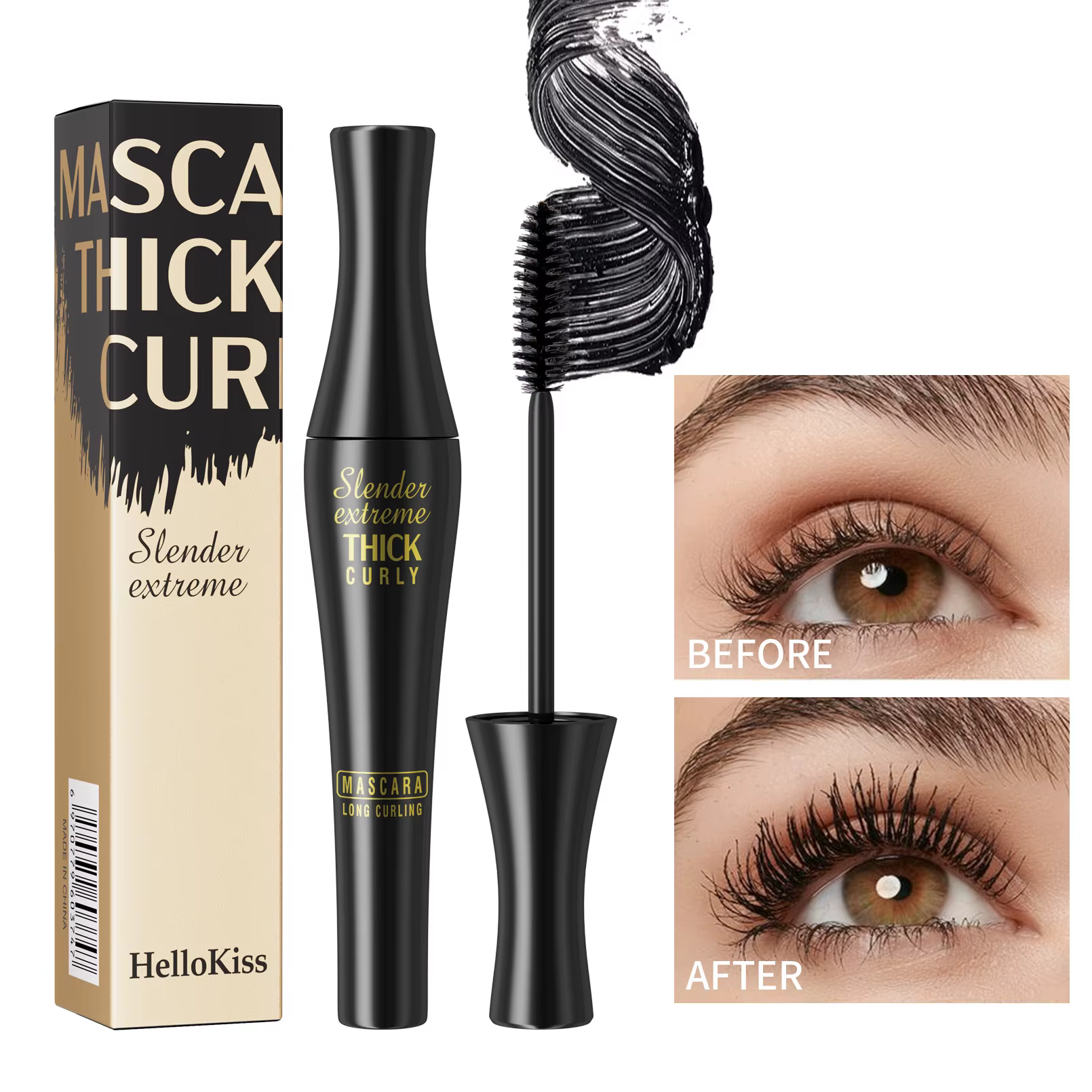 Mascara waterproof, épaississant, recourbant, allongeant, anti-bavures, maquillage pour les yeux