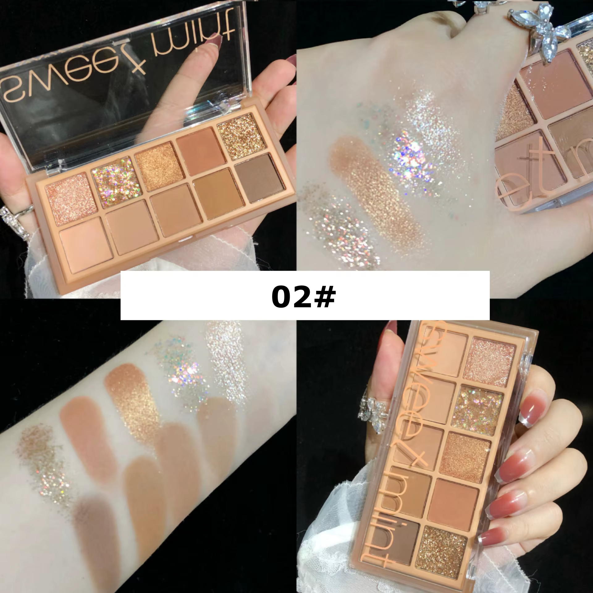 Palette de fards à paupières SWEET MINT 10 couleurs, mat, scintillant, neutre, pour maquillage quoti