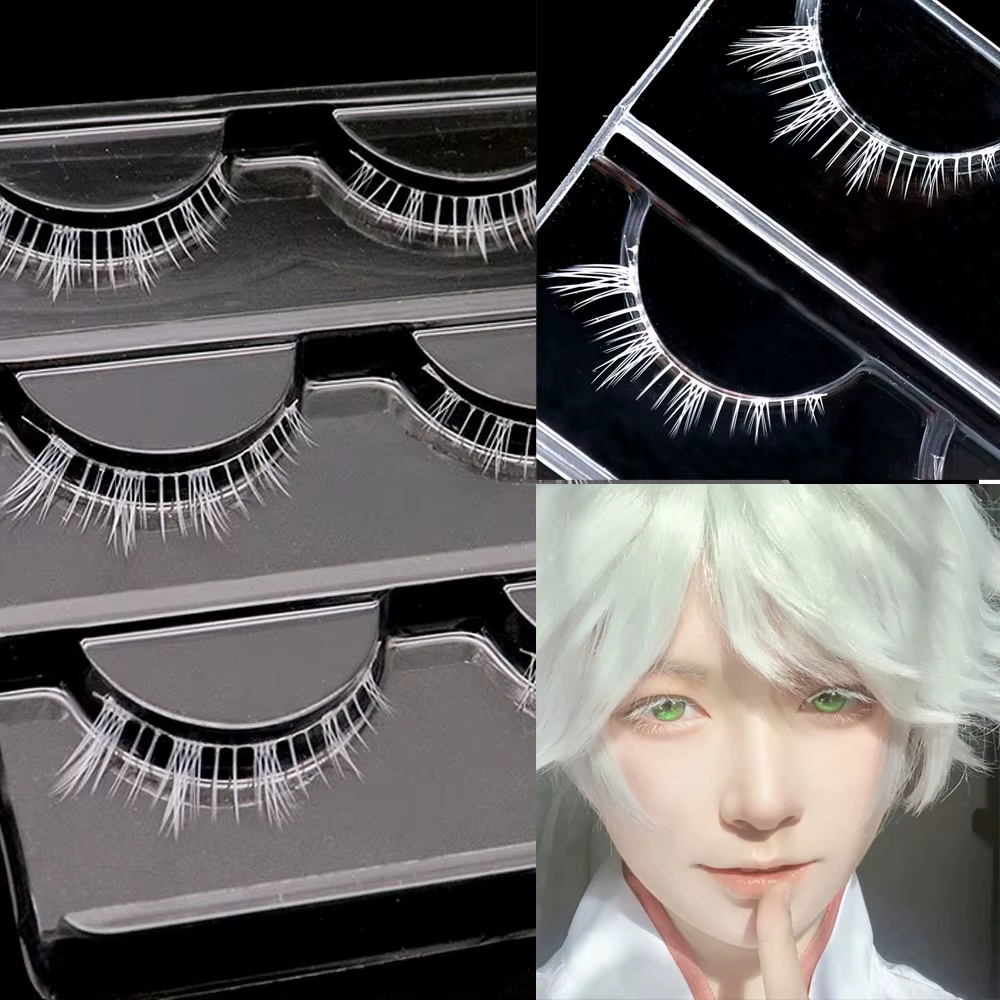 3 Paires de Cils Astronomiques 3D Blancs, Extension de Cils Courts et betérieurs, Cosplay, Halloween