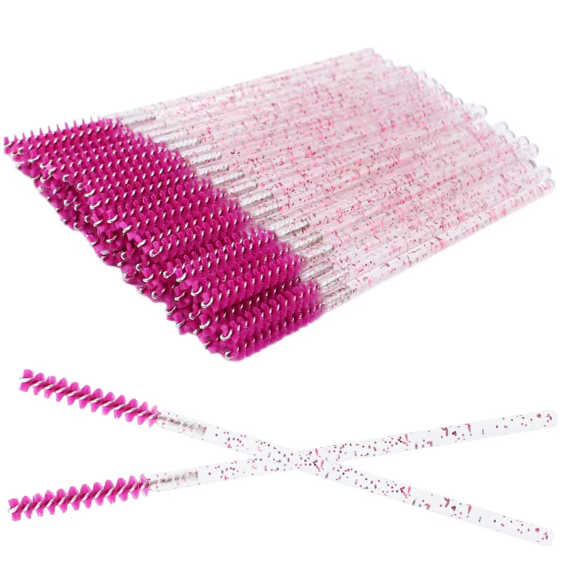 Baguettes de Mascara fines jetables, 50 pièces, Mini brosses à cils en cristal, Micro brosse, fourni