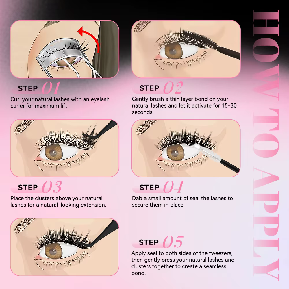 UCoolMe cils Afrodite naturel 154 pièces Kit de grappe de cils C Curl vaporeux débutant amical imper