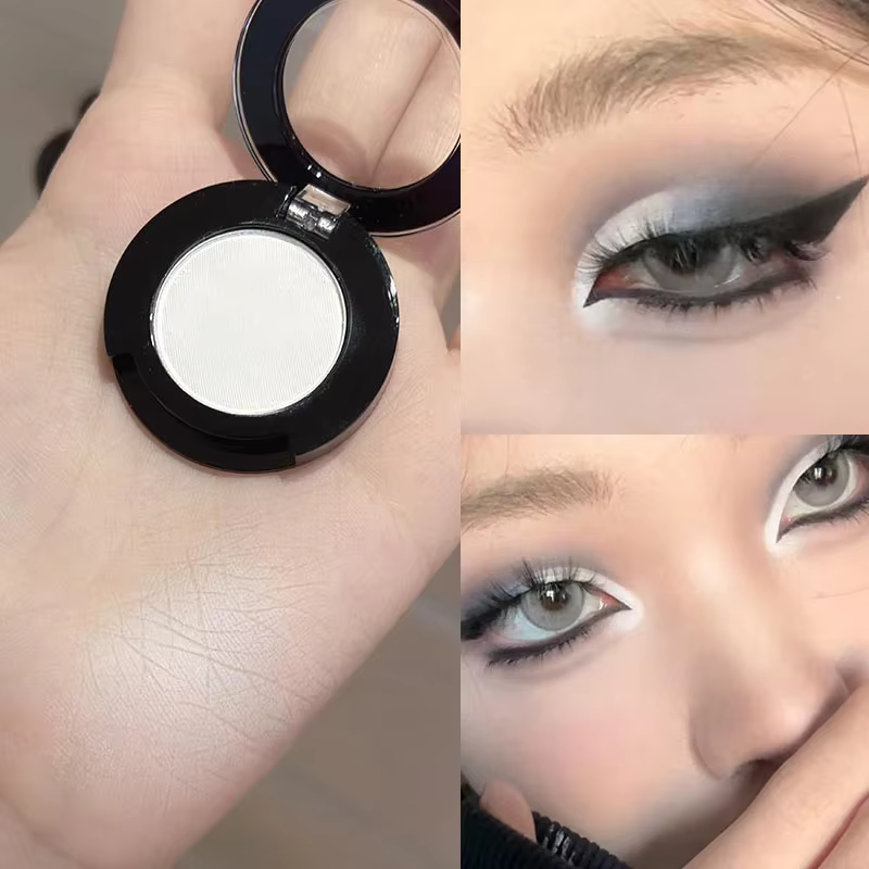 Palette de fards à paupières gothiques noirs mats, blanc couché, ver à soie, Eyeliner, maquillage po