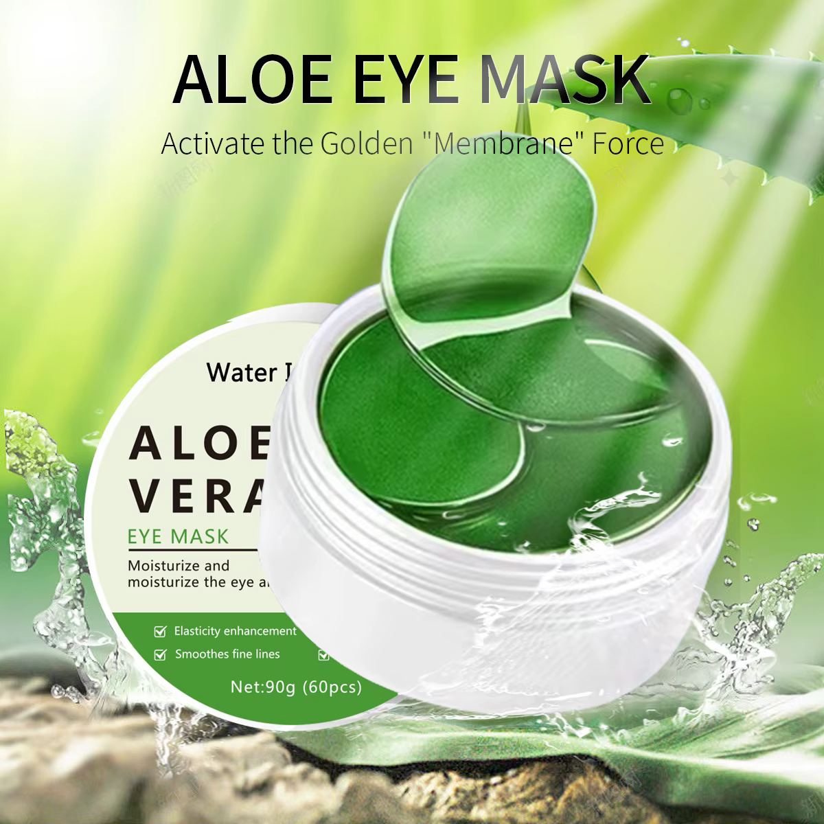 Masque pour les yeux au collagène à l'aloe Vera, 60 pièces, Anti-cernes, sacs pour les yeux, hydrata