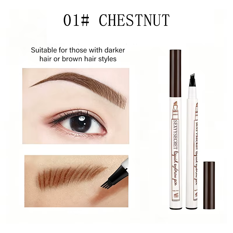 Crayon à sourcils liquide waterproof longue tenue, anti-taches, ultra-fin, à 4 pointes, pour un dess