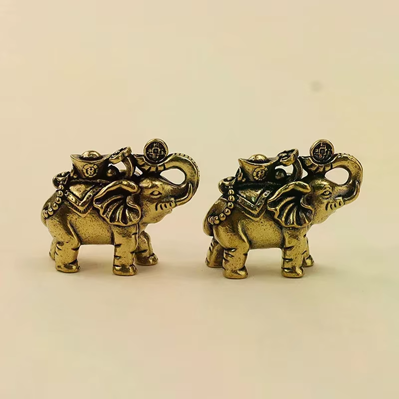 Figurines d'éléphant en laiton, figurines d'éléphant porte-bonheur, décoration de salon, figurines d