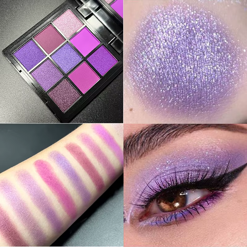 Palette d'ombres à barrage violettes nacrées pour femmes, maquillage scintillant, cosmétiques coréen