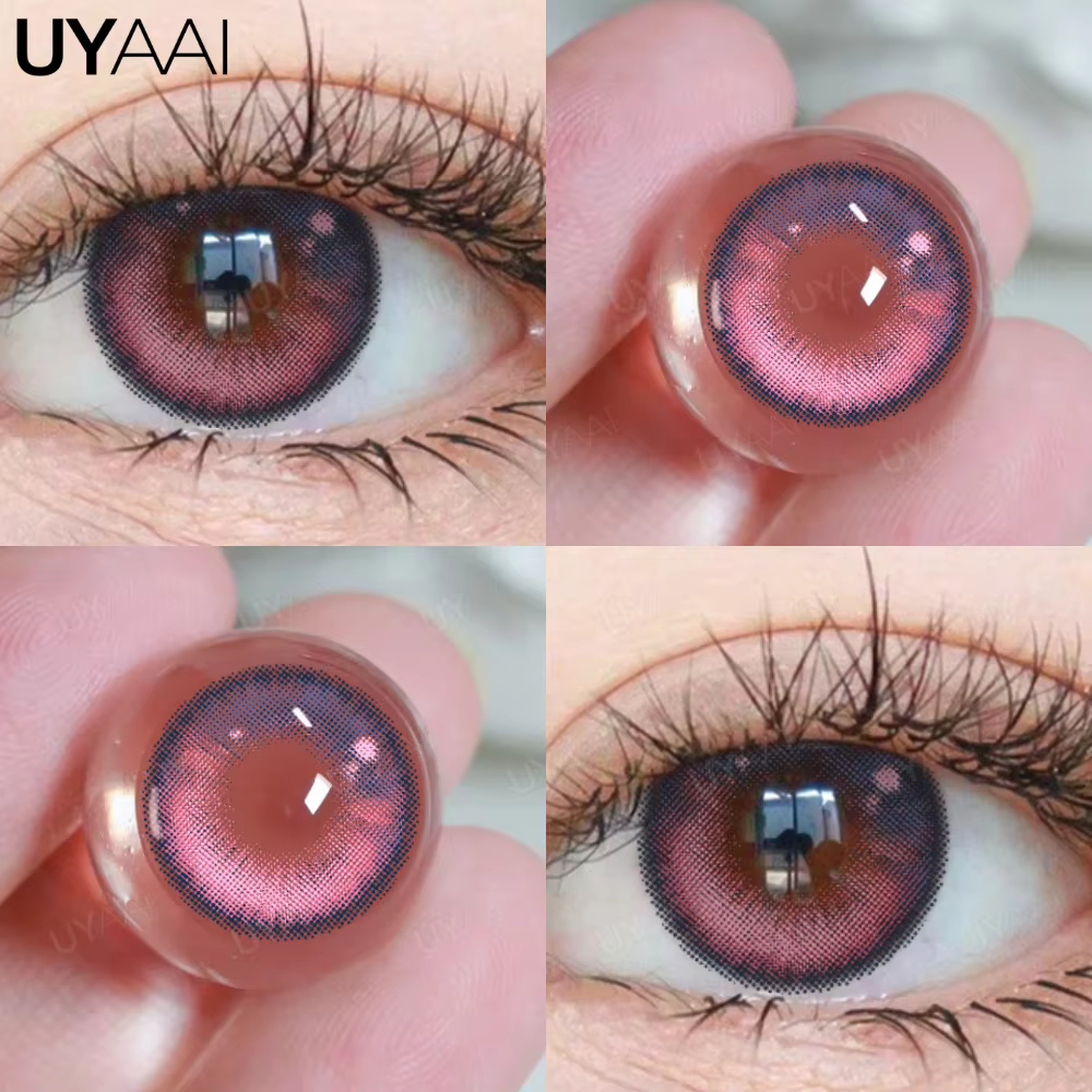 UYAAI 1 paire de lentilles de cosplay roses pour les yeux, lentilles d'anime pour Halloween, lentill