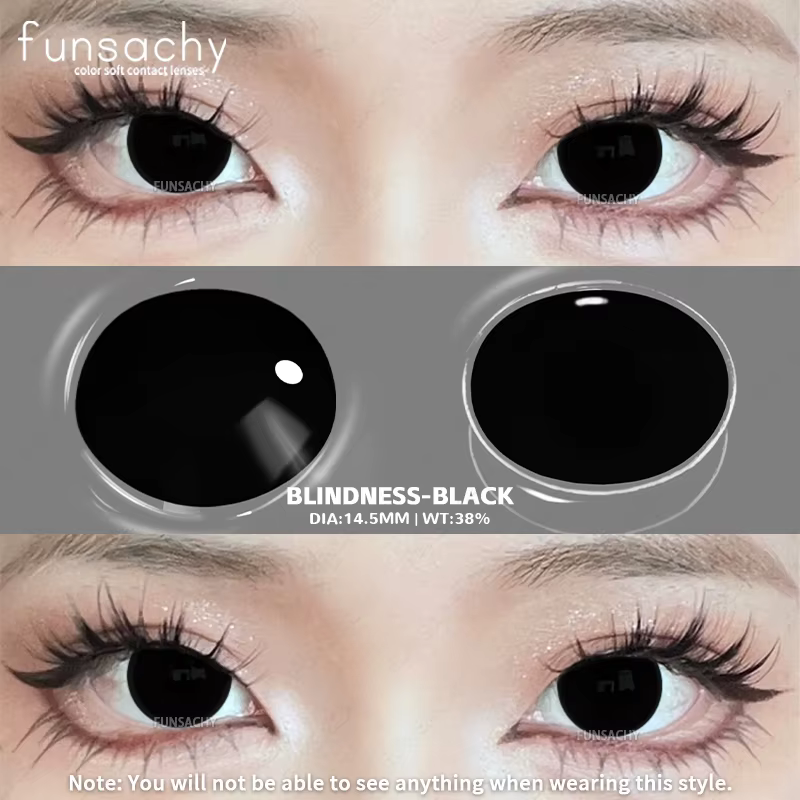 FUNSACHY Cosplay lentilles noires aveugles Anime lentille de couleur des yeux blancs lentilles de Va