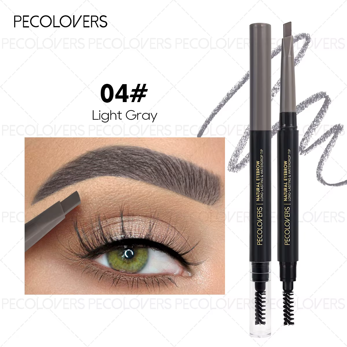 Crayon à sourcils marron lisse sans floraison, Triangle à Double tête, naturel, longue durée, maquil