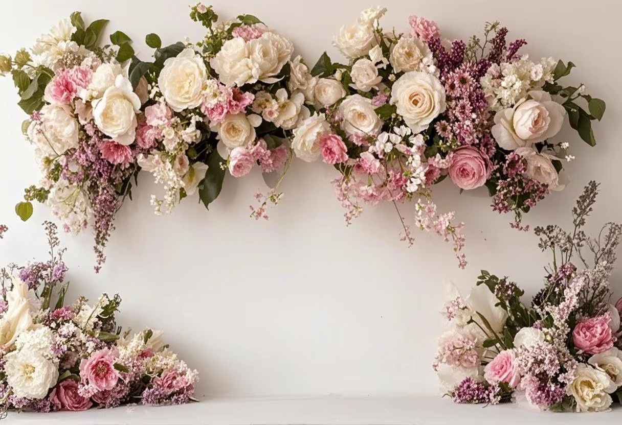 Arrière-plan de photographie de mariage pour filles, classique, violet, avec nœud Floral, pour spect