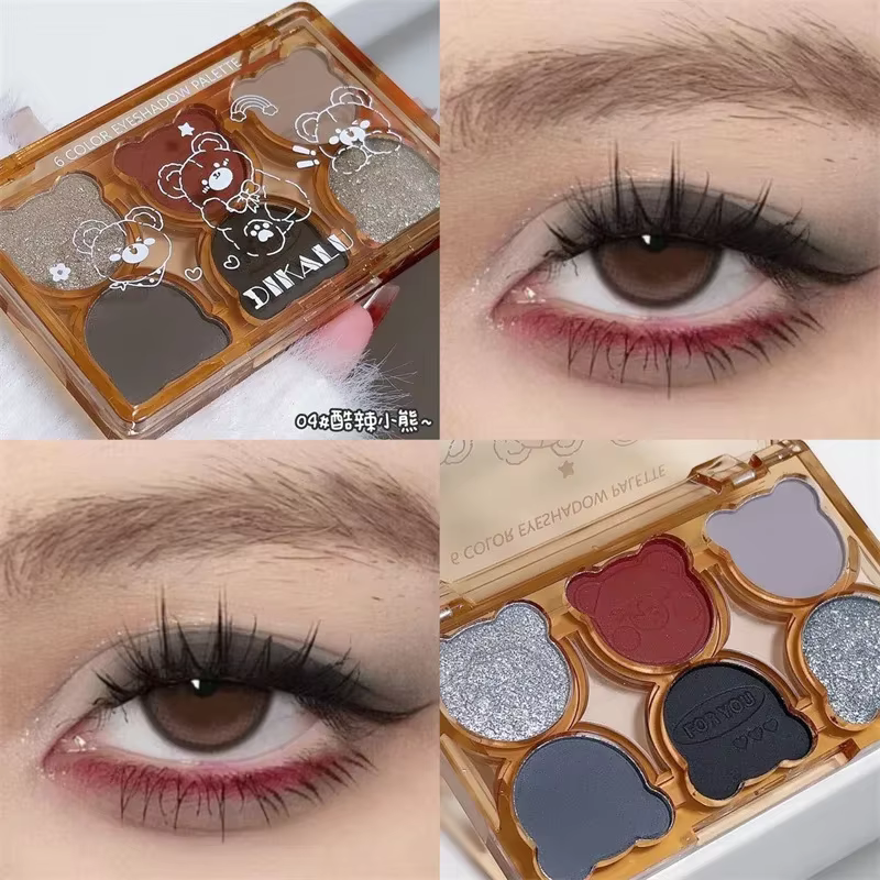 Palette de fards à barrage, 6 couleurs, 256 fards, nacrés, scintillants, fins, gris fumé, rouge, noi