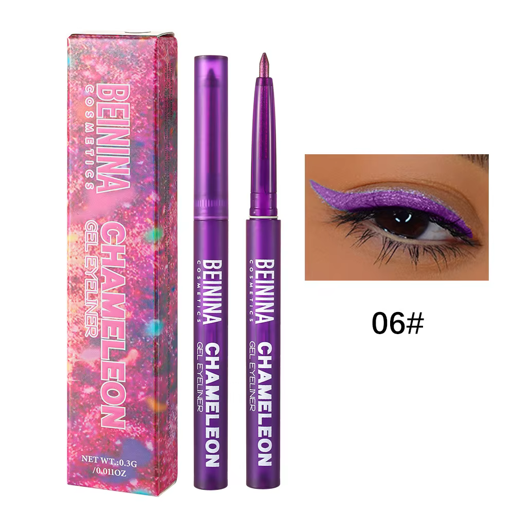 Crayon Gel Eyeliner Multicolore Métallique Bleu Effet Caméléon Brillant, Fard à Paupières, Eyeliner 