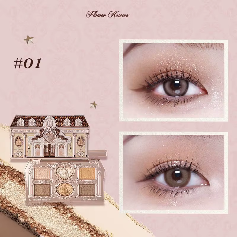 Flower Knows Chocolate Shop Palette de fards à paupières hautement pigmentée Shimmer Mat Glitter Omb