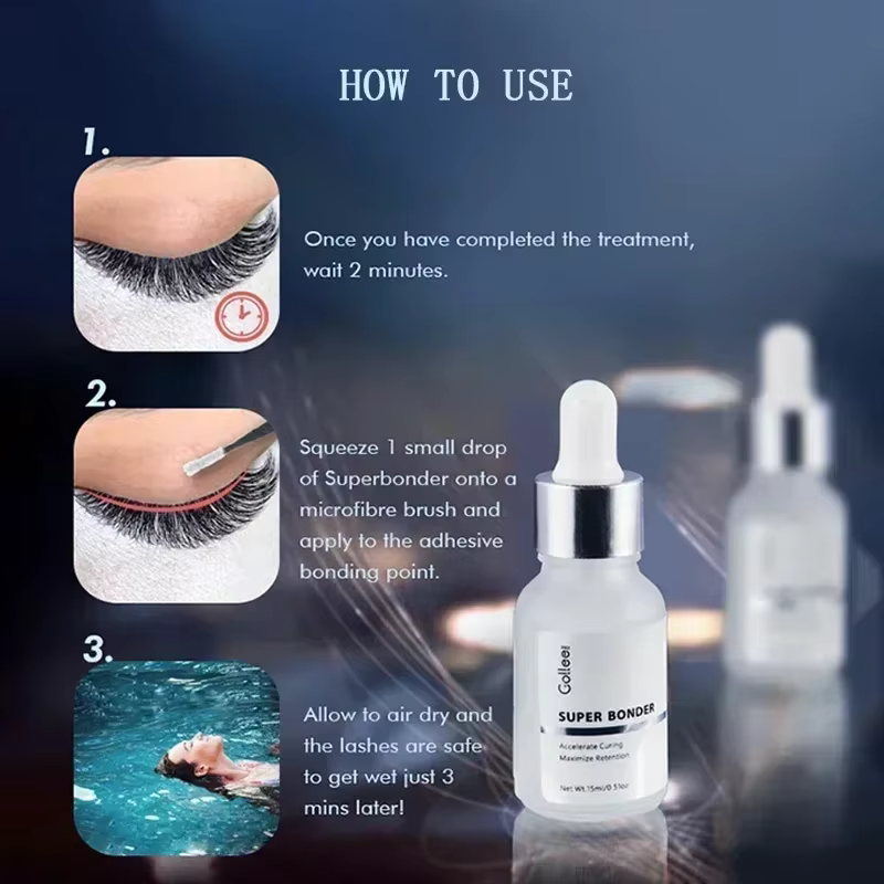 GOLLEE Super Bonder Extensions de cils scellant et colle d'extension de cils 0.5 secondes rétention