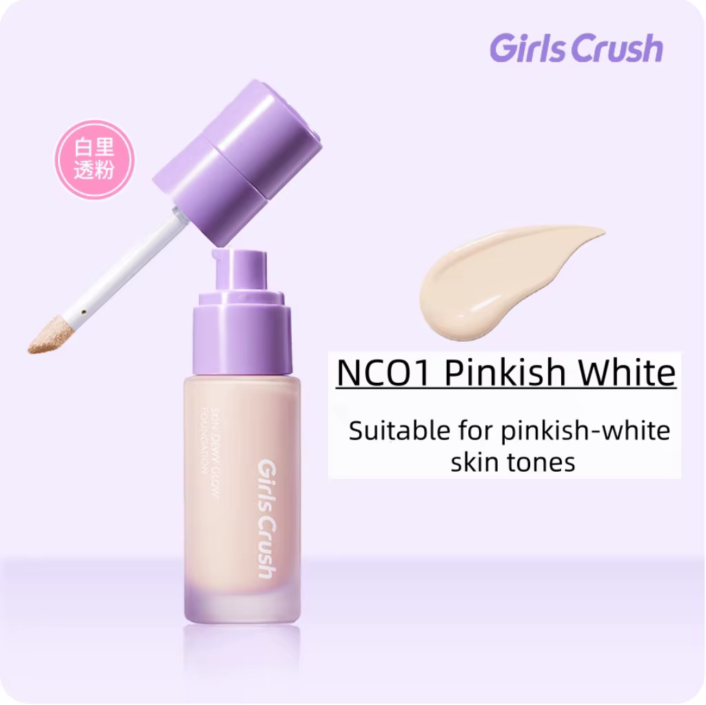 GirlsCrush fond de teint peau rosée lueur finition lumineuse fond de teint léger pour peau sèche maq