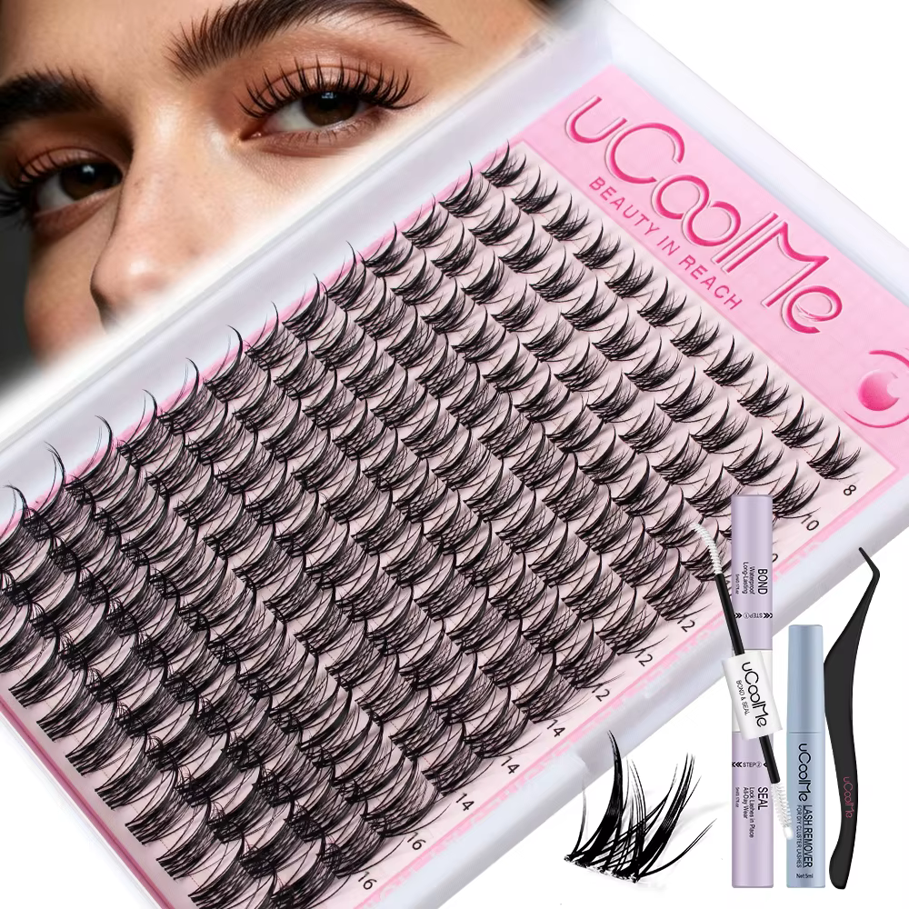 UCoolMe cils Aphrodite 154 pièces Kit de grappes avec dissolvant de liaison et de joint longue durée