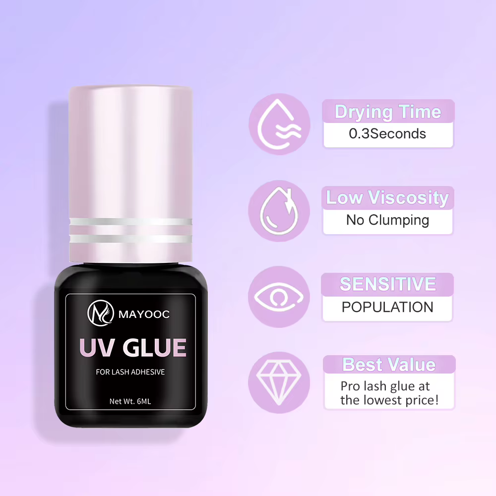 MAYOOC UV colle à cils adhésive Extensions de cils 0.1S séchage rapide forte colle d'extension de fa