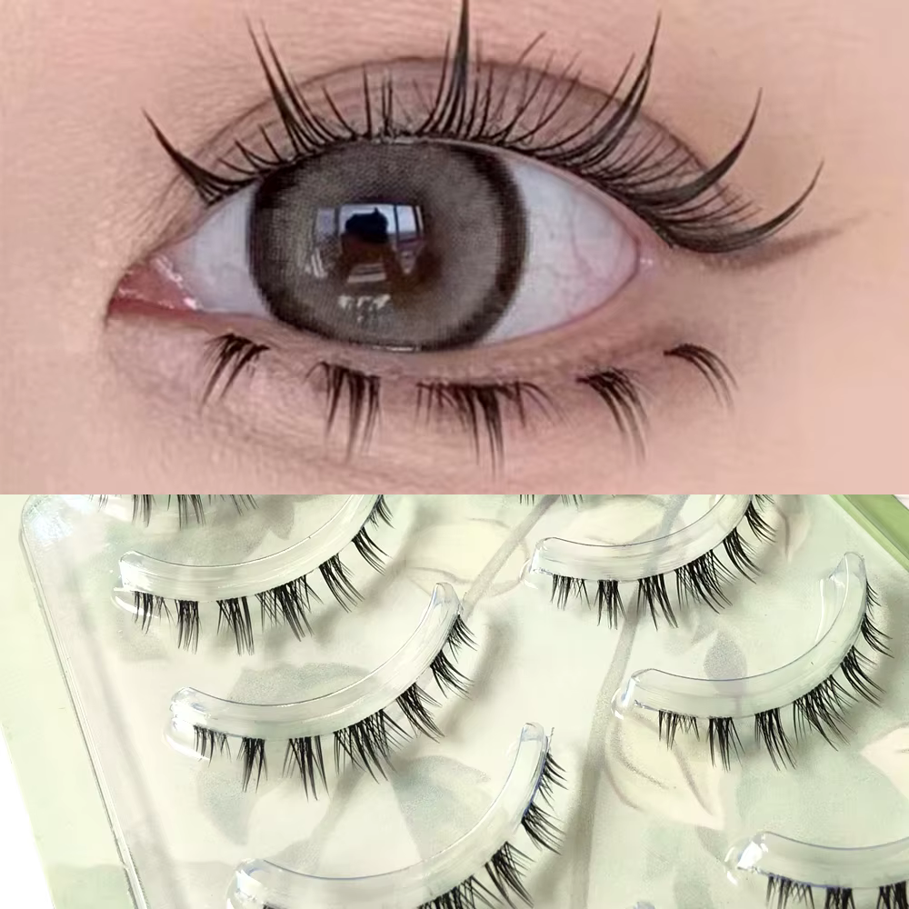 5 paires de cils inférieurs épais bande transparente sous les cils cils inférieurs doux à la main Ma